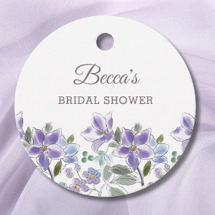 Feminine Lilac Botanical Floral Bridal Shower Favour Tags