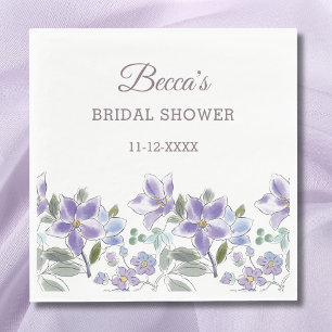 Feminine Lilac Flowers Bridal Shower Napkin