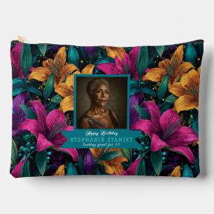 Feminine Lilies Fantasy Milestone Birthday Accessory Pouch