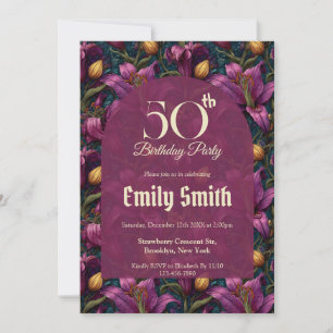 Feminine Lilies Sparkle Surprise Birthday Invitation