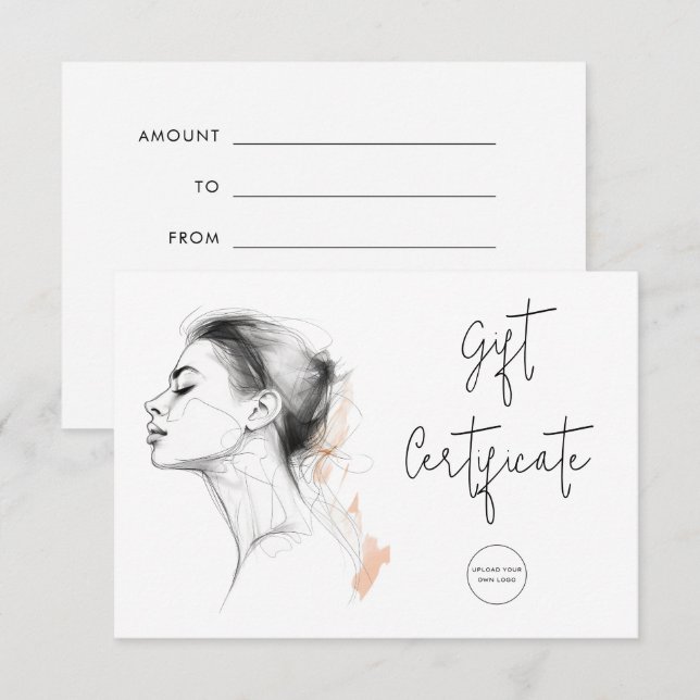 Feminine Line Drawing Beauty Hair Gift Card (Front/Back)