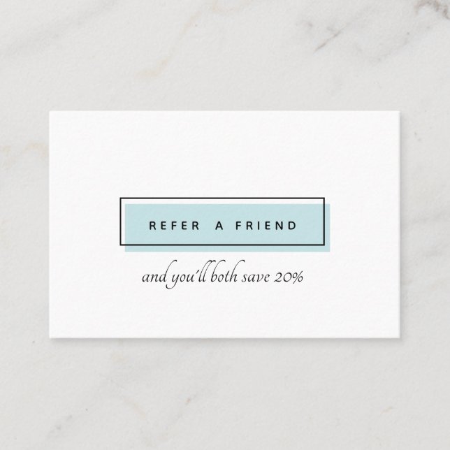 Feminine Logo | Blue | chic professional Referral Card (Front)