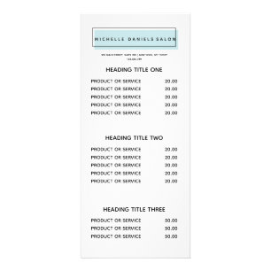 Feminine Logo   Blue   Hair  Salon price list Rack Card
