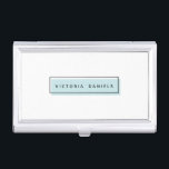 Feminine Logo | Blue | Professional Branding Business Card Holder<br><div class="desc">Make a great impression with this beautiful and girly business card holder. Minimal design features a light blue rectangle with a black geometric border with your name or business name in the centre in modern black lettering This design is part of a "Feminine Branding"collection, matching letterhead, envelopes, business card, stickers...</div>