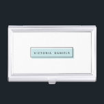 Feminine Logo | Blue | Professional Branding Business Card Holder<br><div class="desc">Make a great impression with this beautiful and girly business card holder. Minimal design features a light blue rectangle with a black geometric border with your name or business name in the centre in modern black lettering This design is part of a "Feminine Branding"collection, matching letterhead, envelopes, business card, stickers...</div>