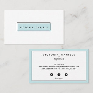 Feminine Logo Blue professional social media Business Card