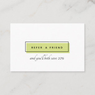 Feminine Logo   Green   chic professional Referral Card