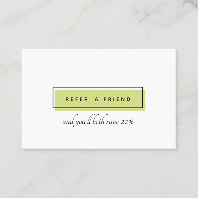 Feminine Logo | Green | chic professional Referral Card (Front)