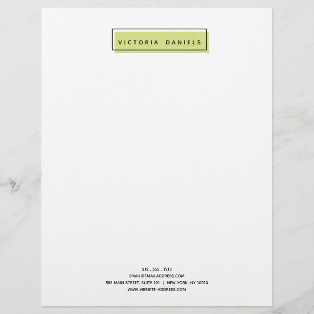 Feminine Logo | Green | Minimal professional Custom Letterhead (Front)