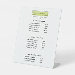 Feminine Logo   Green   Salon Spa Price List Pedestal Sign