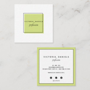 Feminine Logo   Green   social media icons Square Business Card