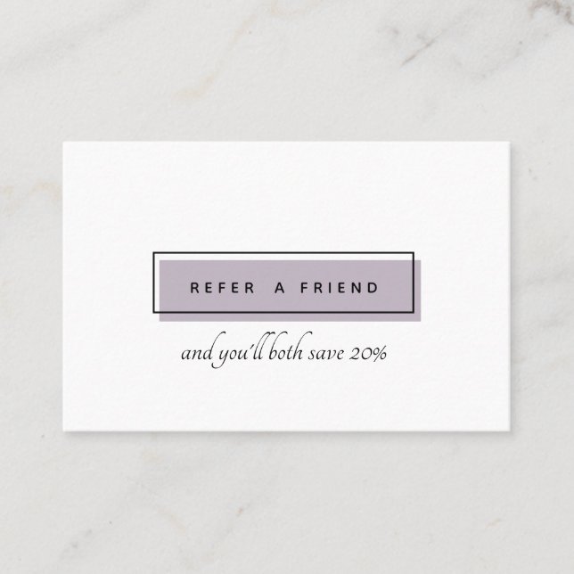 Feminine Logo | Lavender | chic professional Referral Card (Front)