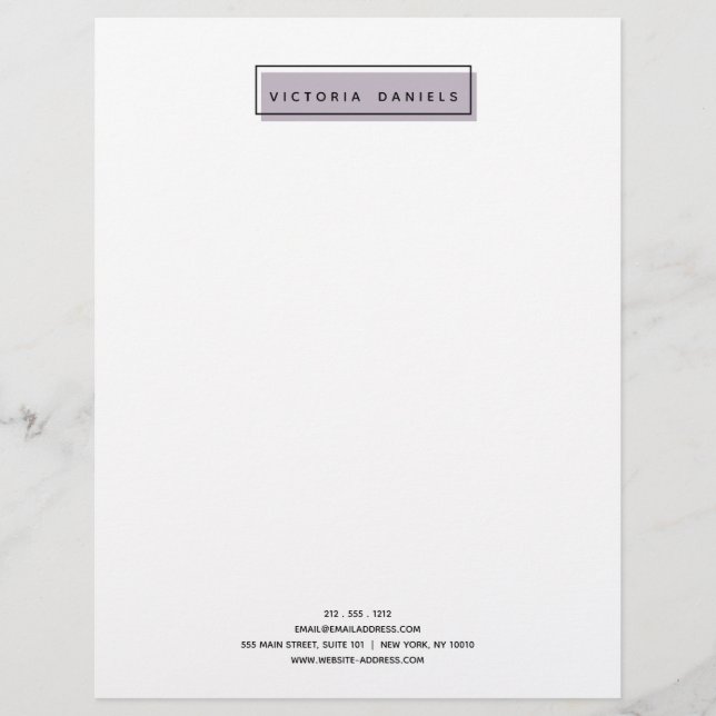 Feminine Logo | Lavender | Minimal professional Custom Letterhead (Front)