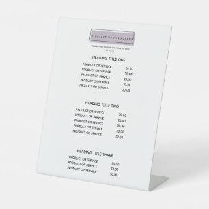Feminine Logo   Lavender   Salon Spa Price List Pedestal Sign