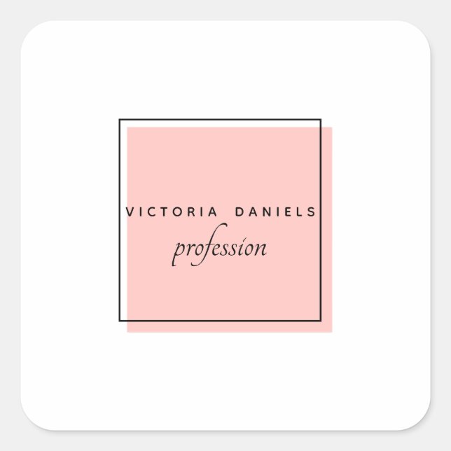 Feminine Logo | Pink | Minimal professional Square Sticker (Front)