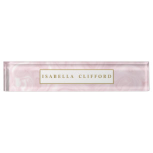 Feminine  logo professional rose gold marble nameplate
