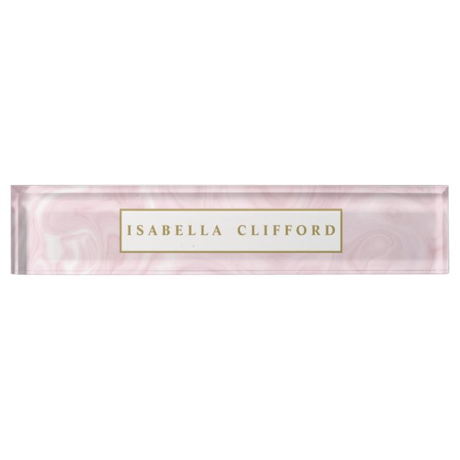 Feminine  logo professional rose gold marble nameplate (Front)