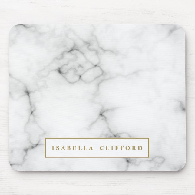 Feminine  logo professional white and black marble mouse mat (Front)