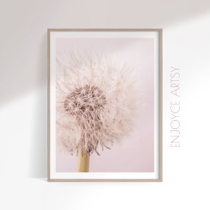 Feminine lush pink dandelion photography wall art