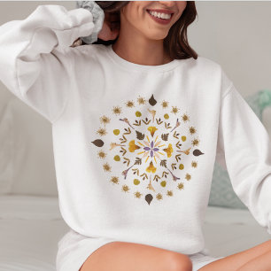 Feminine Mandela Pressed Flower From Original Art  Sweatshirt