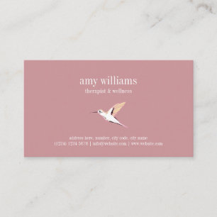 feminine minimal Pink hummingbird illustration Business Card