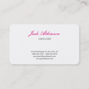 Feminine Minimalist Handwriting Modern White Plain Business Card
