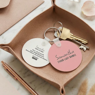Feminine Minimalist keychain Rose Beige