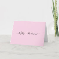 Feminine Minimalist Modern Pink Script Custom Name