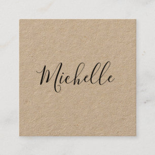 Feminine minimalist rustic Kraft paper Square Business Card