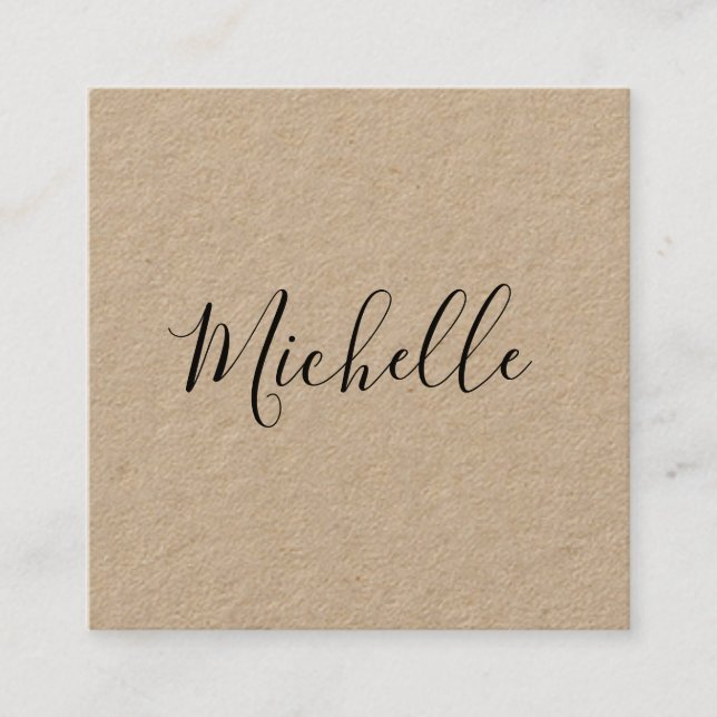 Feminine minimalist rustic Kraft paper Square Business Card (Front)