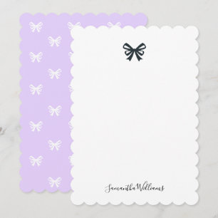 Feminine Modern Girly Ribbon Bow Purple Chic Card
