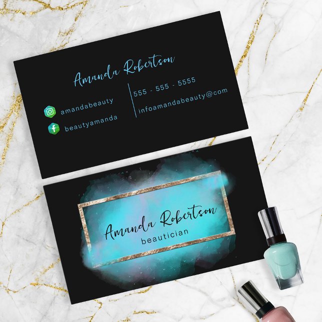 Feminine Modern Glam Artistic Beautician Business Card (Creator Uploaded)
