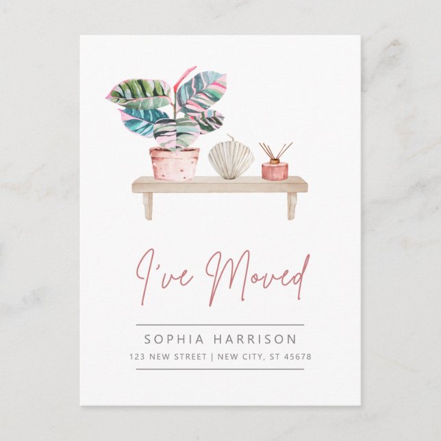 Feminine Modern Moving Announcement Postcard (Front)