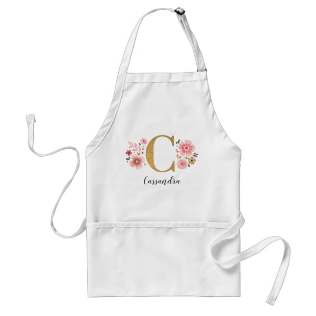 Feminine Monogram Initial Pink Gold Letter C Standard Apron (Front)