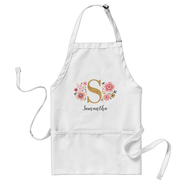 Feminine Monogram Initial Pink Gold Letter S Standard Apron (Front)