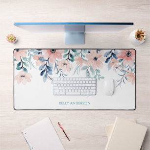 Feminine Monogrammed Botanical Floral Laptop Skin Desk Mat
