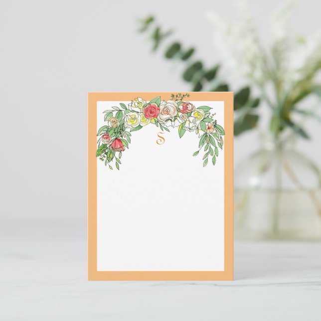 Feminine Monogrammed Floral Card (Standing Front)