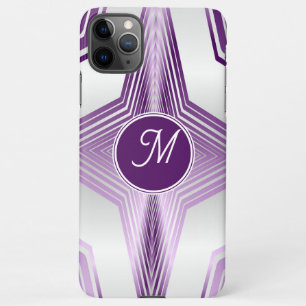 Feminine Monogrammed Purple Striped Geometric iPhone 11Pro Max Case