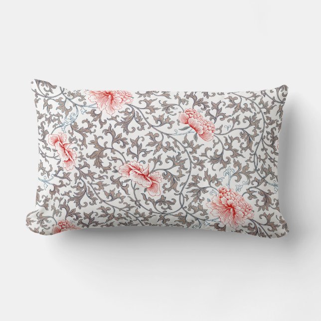 Feminine Neutral Colours Vintage Botanical Lumbar Cushion (Front)