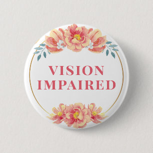 Feminine Orange Rose Floral Vision Impaired 6 Cm Round Badge