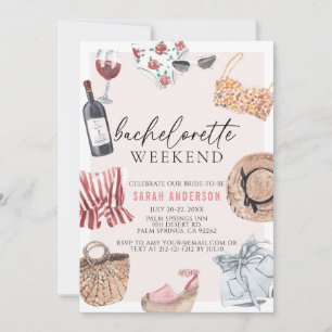 Feminine Outfit Bachelorette Weekend Itinerary Invitation