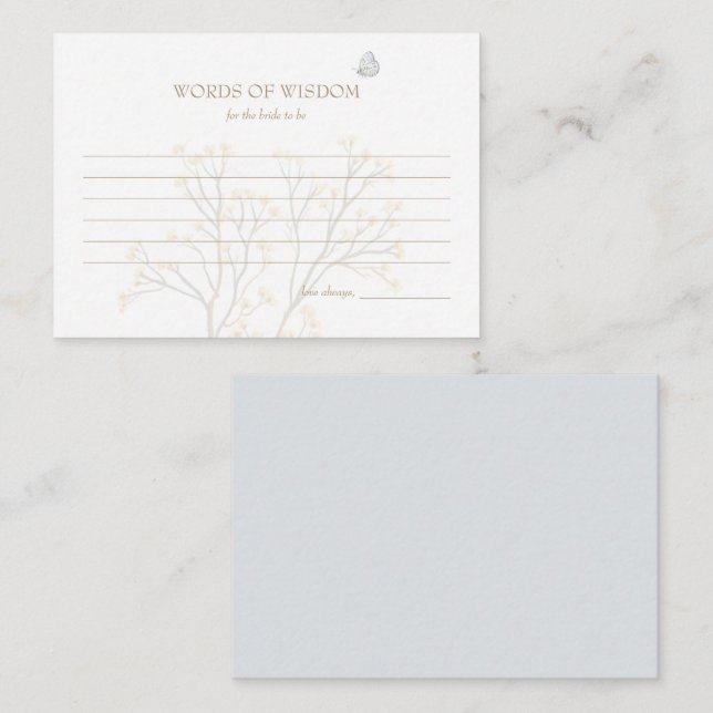 Feminine Pale Blue Butterfly Words of Wisdom Card (Front/Back)