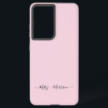 Feminine Pastel Pink with Script Custom Name Samsung Galaxy Case<br><div class="desc">A simple stylish custom name typography design in a casual script font in striking black on pastel blush pink. The perfect item for the trendy minimalist. An on trend bespoke gift or accessory for any occasion. Debra Valencia, a visionary surface pattern artist, product designer and entrepreneur with a passion for...</div>