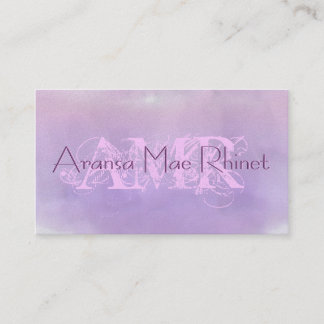 Feminine Pastel Purple Pink Cloud Initial Cards