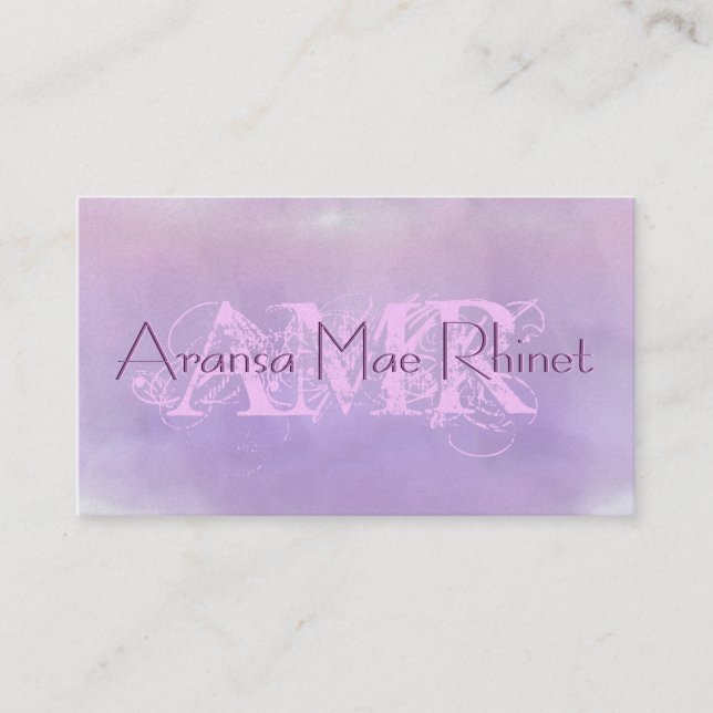Feminine Pastel Purple Pink Cloud Initial Cards (Front)