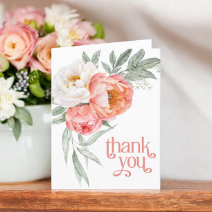 Feminine Peach Floral Thank You