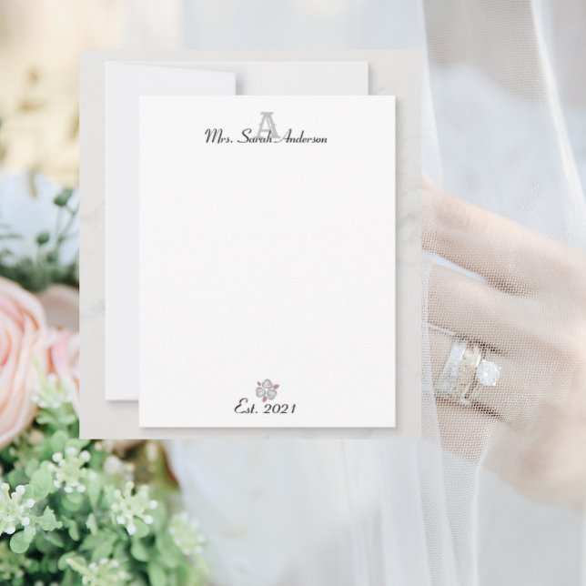 Feminine Pink Aesthetic Floral Monogram  Card (Creator Uploaded)