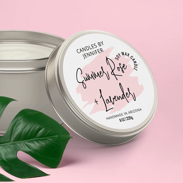 Feminine Pink Aesthetic Modern Product Packaging Classic Round Sticker (Creator Uploaded)
