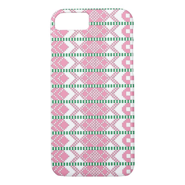 Feminine Pink and white Latvian tribal folk art Case-Mate iPhone Case (Back)