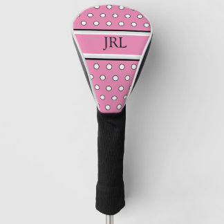 Feminine Pink and White Polka Dot Golf Head Cover